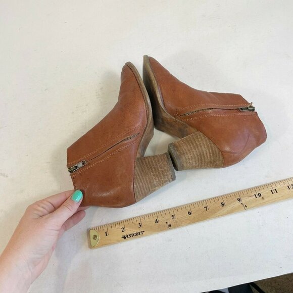 Madewell Womens Billie Ankle Bootie Leather Boots Brown Sz 6.5 Stacked Heels Zip - Picture 5 of 12